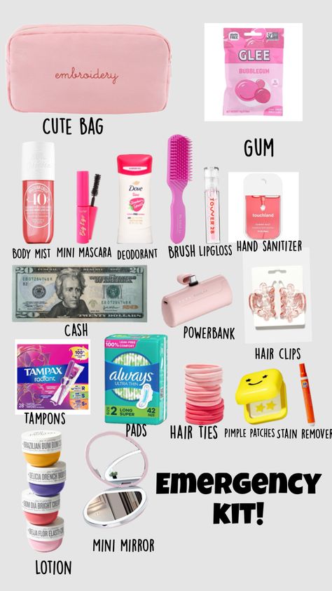 Middle School Essentials, School Emergency Kit, Get Home Bag, Girly Christmas Gifts, Bubble Tea Shop, Study Tips For Students, School Bag Essentials, School Kit, Emergency Bag