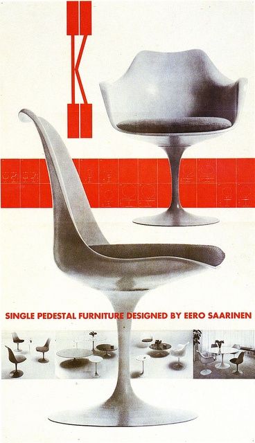 Knoll Vintage Poster Saarinen Chair, Herbert Matter, Tulip Chair, Furniture Ads, Plakat Design, Eero Saarinen, Room Deco, Objet Design, Herman Miller