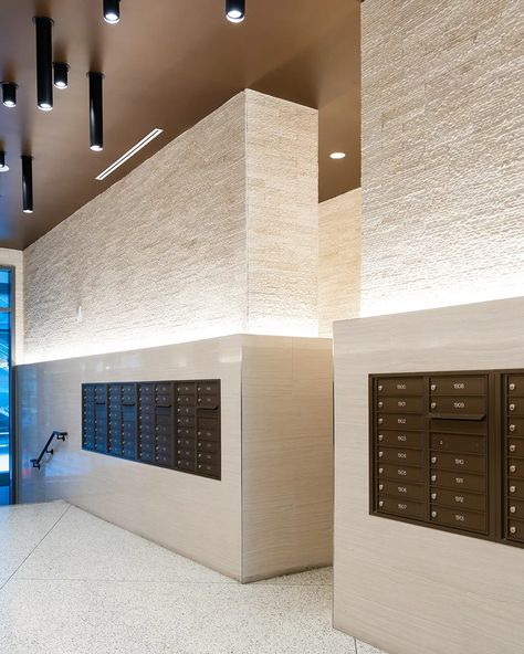 ashton › Origin Apartment Mail Room, Mail Room Design, Mailroom Design, Apartment Entrance Lobby, Apartment Lobby Design, Entrance Lobby Design, Apartment Mailboxes, Residential Lobby, Oak Cladding