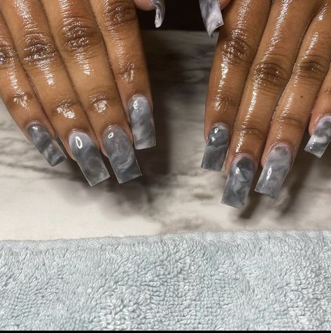 Short Marble Acrylic Nails, Grey Marble Nails, Black Marble Nails, Marble Acrylic Nails, Short Acrylic, Marble Nails, Grey Marble, Pretty Acrylic Nails, Nails Inspo