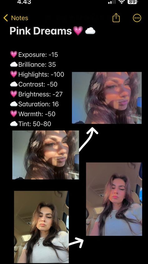 Filters For Photos Iphone, Filter For Selfies, Pink Dreams Filter, Instagram Photo Editing Ideas, Photo Editing Samsung, Ways To Edit Pictures On Iphone, How To Make Your Photos Aesthetic, Cute Photo Edits, Picture Filters Photo Editing