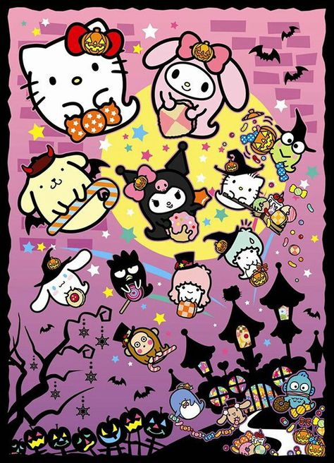 Sanrio ♡ Halloween Hello Kitty Halloween Wallpaper, Hello Kitty Imagenes, Halloween Wallpaper Cute, Sparkle Wallpaper, Charmmy Kitty, Hello Kitty Images, Thanksgiving Wallpaper, Kitty Images, Hello Kitty And Friends