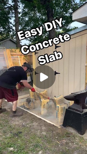 Christopher Powell on Instagram: "This dry pour concrete slab was so easy that anyone can do it  #concrete #concreteconstruction #concretelife #cement #cementdesign #diy #doityourself #diyprojects #concretedesign #concretefloor #slab #construction #constructionlife #contractor #contractorlife #build #builder #worksmarternotharder #worksmart #lifehack #lifehacks #easydiy #home #weekendproject #garden #outdoors #homeimprovement" Easy Diy Concrete Patio, Pouring Concrete Steps, Cement Slabs Ideas, Quickcrete Walkway, Concrete Pad Diy, How To Pour Concrete Slab, Dry Pour Concrete Slab, Cement Ideas Diy Projects, Diy Cement Patio