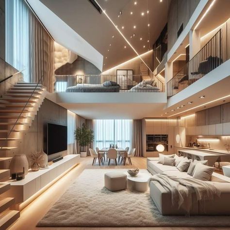 Loft Homes, Minimalist Living Room Ideas, Loft House Design, Luxury Mansions Interior, Living Room Minimalist, Zen House, Room Minimalist, Modern Contemporary Homes, Home Decor Boxes