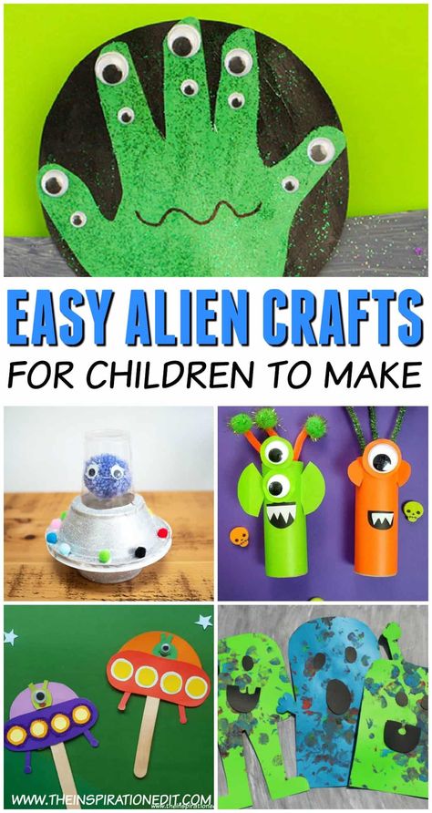 If you’re looking for fun crafts for preschoolers or kindergarten kids then we have a real treat for you today. Here are some easy Alien craft ideas to make in the home or classroom.  As a preschool teacher I really enjoyed the story Aliens Love Underpants. The kids found this book series hilarious and also loved to sing the 5 little men in the flying saucer song. Aliens were a big hit for both my Pre-k boys and girls and so we often had fun creating Alien crafts.   #alien #crafts Fun Crafts For Preschoolers, Alien Craft, Space Crafts For Kids, Alien Crafts, Crafts For Children, Kerajinan Diy, Crafts For Preschoolers, Arts And Crafts For Adults, Arts And Crafts For Teens