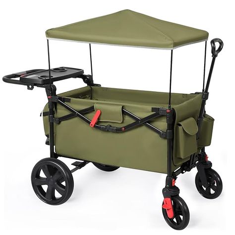 Amazon.com : EVER ADVANCED Foldable Wagons for Two Kids & Cargo, Collapsible Folding Wagon Stroller with Adjustable Handle Bar,Removable Canopy with 5-Point Harness,Green : Baby Wagon Stroller, Pull Wagon, Kids Wagon, Folding Wagon, Pet Stroller, Radio Flyer, Lift Recliners, Green Toys, Double Strollers