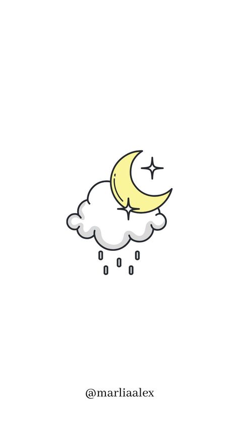 cute icon, stars, moon, cloud, cloud nine,thoughts, ideas, rain, weather, night, instagram highlight Cloud Symbol Aesthetic, Moon Rain Tattoo, Moon And Rain Tattoo, Moon And Cloud Tattoo, Weather Tattoo Ideas, Moon Cloud Tattoo, Moon And Clouds Tattoo, Cloud Emoji, Tattoo Para