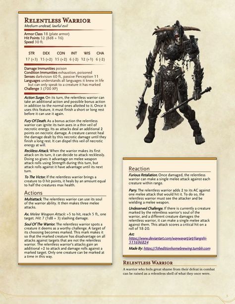 5e Monsters, Homebrew Monsters, Dungeons And Dragons Rules, Dnd Monster, Dnd Stats, Dnd Campaign, Dungeon Master's Guide, Dnd Classes, Dungeons And Dragons 5e