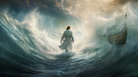 Jesús caminando sobre las aguas | Premium Photo #Freepik #photo #cristiano #fondos-cristianos #fondo-religioso #fe New Wallpaper, Of Wallpaper, Premium Photo, Image Types, Google Images, Stock Illustration, Jesus, Water