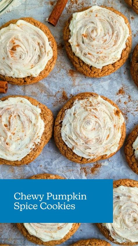 These Chewy Pumpkin Spice Cookies are the perfect way to say, “Hello, fall”. 🍂 Moist Spice Cake, Pumpkin Cookies Easy, Dessert Recipes Cookies, Pumpkin Cookie Recipe, Fall Baking Recipes, Pumpkin Spice Cookies, Pumpkin Recipes Dessert, Christmas Treat, Spice Cookies