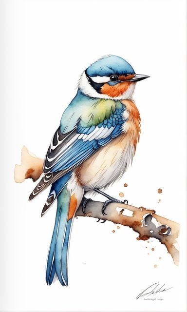 Fantasy Bird, Bird Watercolor Art, Bird Painting Acrylic, Bird Watercolor Paintings, Bird Sketch, Soyut Sanat Tabloları, Watercolor Projects, Bird Artwork, 수채화 그림