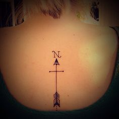 Compass and cross but without the feather North Arrow Tattoo, True North Tattoo, North Tattoo, Crossed Arrow Tattoos, North Arrow, Tattoo Arrow, Tattoo Son, Arrow Tattoo, Arrow Tattoos