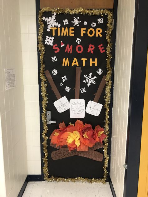 Fantastic math themed door by my student and I. Math Teacher Christmas Door, Christmas Math Door Decorations, Math Christmas Door Decorations, Math Door Decorating Ideas, Math Christmas Door, Math Classroom Door, Math Door Decorations, Winter Door Decorations Classroom, Hs Classroom