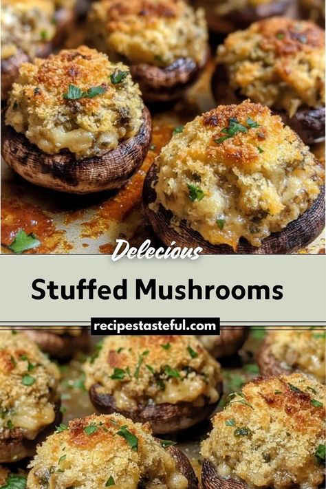 These stuffed mushrooms make an excellent appetizer or side dish, combining tender mushroom caps with a creamy, savory filling of garlic, onions, breadcrumbs, and Parmesan cheese. Optional additions of bacon or sausage make these even more indulgent, perfect for any occasion from casual dinners to festive gatherings. Stuffed Mushrooms Easy, Traditional Thanksgiving Recipes, Sausage Stuffed Mushrooms, Mushroom Appetizers, Mushroom Caps, Easy Thanksgiving Recipes, Bacon Stuffed Mushrooms, Stuffed Mushroom Caps, Thanksgiving Appetizers