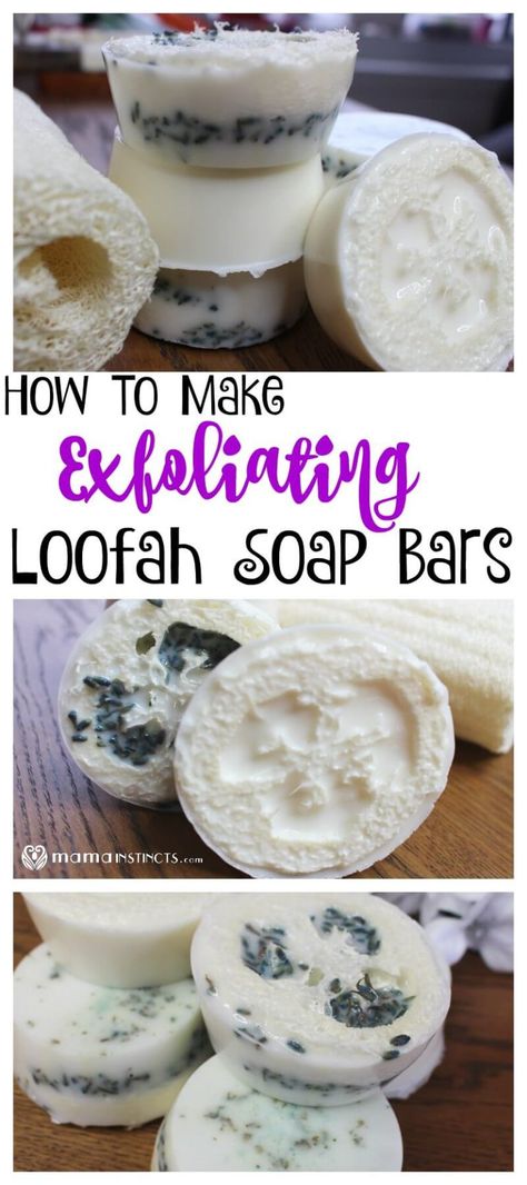 How To Make Exfoliating Loofah Soap Bars Homemade Loofah Soap, Loofah Soap Diy, How To Make Soap, Diy Soap Bars, Diy Soap Recipe, Handmade Soap Recipes, Make Soap, Loofah Soap, Soap Making Supplies