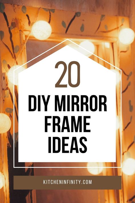 Easy Diy Bathroom Mirror Frame, How To Make A Plain Mirror Look Fancy, How To Add Border To Mirror, How To Decorate A Frameless Mirror, Ideas For Mirror Frames, Rental Friendly Mirror Frame, How To Make A Border For A Mirror, Frame Contractor Grade Mirror, Plain Mirror Makeover Diy