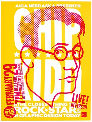 Poster for Chip Kidd at AIGA texture and bold simple shapes in yellow and red Chip Kidd, Lecture Poster, Graphic Design Print, Design Student, Red And Yellow, Illustrations And Posters, Design Graphique, Graphic Design Typography, Design Challenges