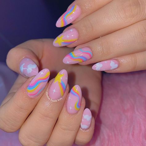 Star Nail Designs, Rainbow Nails Design, Rainbow Nail Art, Eye Nail Art, Easter Nail Designs, Hippie Nails, Trendy Nail Art Designs, Nail Art Designs Summer, Classy Acrylic Nails