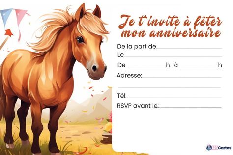 Invitation anniversaire Cheval - 123cartes Carton Invitation, Harry Potter, Cricut, Couture