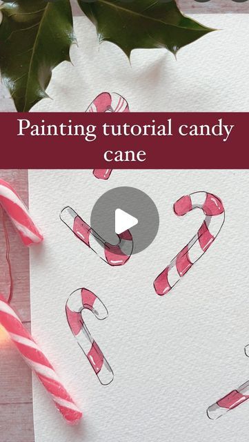 Danielle Hooi on Instagram: "Let’s get into the festive spirit and paint a candy cane! 🎄  Save this tutorial so you can try it later on and tag me if you enjoy 🎨  Materials used - @proartebrushes  Paint - @winsorandnewton  Paper - @cassart1984  Pen - @sakura_europe  White pen - @posca_uk  • • • #candycane  #candycanes  #paintingtutorial #paintingvideo  #paintingaday #drawingvideo  #festivepainting  #festivecrafts  #christmasiscoming  #christmasdrawing  #christmascrafts  #wipartwork  #holidaysarecoming #creativehappylife  #paintingmakesmehappy" How To Paint A Candy Cane, Candy Cane Watercolor, Watercolor Candy Cane, Candy Cane Painting, Watercolor Christmas Tags, Candy Cane Cards, Watercolor Painting For Beginners, Art Assignments, Art Camp