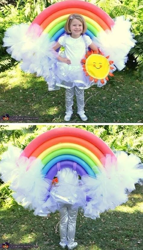 Bookweek Costumes 2023, Maskembal Ideas For Kids, Best Fancy Dress Costumes, Rainbow Halloween Costume, Geek Outfit, Karneval Diy, Diy Fantasia, Fancy Dress Costumes Kids, Rainbow Costumes