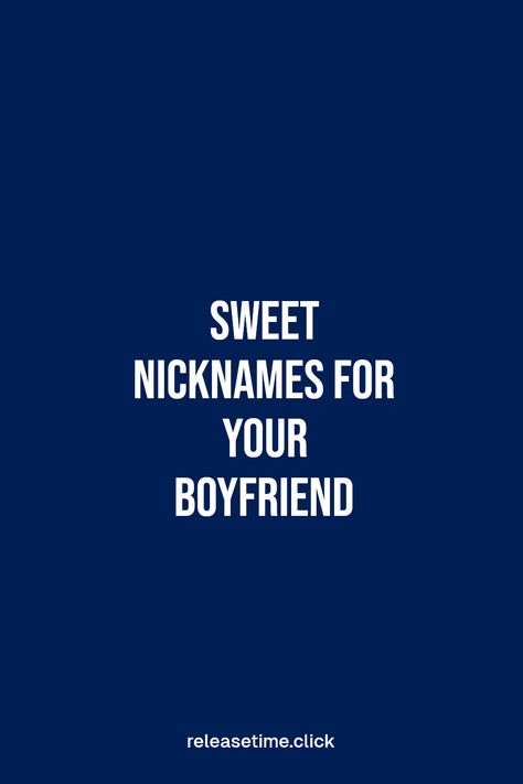 Searching for creative and sweet nicknames for your boyfriend? Discover fun and unique options to express your love. Names like 'Honey Bear' or 'Snuggle Bug' can add a playful touch to your relationship. Explore nickname ideas that range from cute to quirky, and personalize your choice based on his personality. Use these endearing names to strengthen your bond and keep the romance alive. Whether you're looking to be flirty or best friend-like, these ideas will definitely inspire you! Endearing Names For Boyfriend, Cute Bf Names, Name Ideas For Boyfriend, Sweet Nicknames For Boyfriend, Sweet Names For Boyfriend, Nickname For Boyfriend, Unique Nicknames For Boyfriends, Endearing Nicknames, Sweet Nicknames