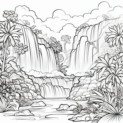 Forest Drawing, Jungle Forest, Animals Coloring, Jungle Animals, Tattoo Stencils, Coloring Book Pages, Cuteness Overload, Book Pages, Land Scape