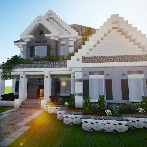 Black And White Minecraft House, White Minecraft House, Minecraft Mansion, Minecraft Houses Blueprints, Minecraft House Plans, Minecraft Modern, Minecraft Cottage, Easy Minecraft Houses, Minecraft House Tutorials