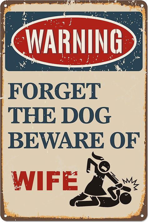 Unique Design: designed with vintage style and funny words “warning forget the dog beware of wife”, great addition to man cave, garage or other blank space decor.. . . . FOLLOW LINK Funny Garage Signs, Nails Unique Design, Prostate Health Men, Cave Room, Man Cave Room, Vintage Garage, Nails Unique, Beware Of Dog, Garage Signs