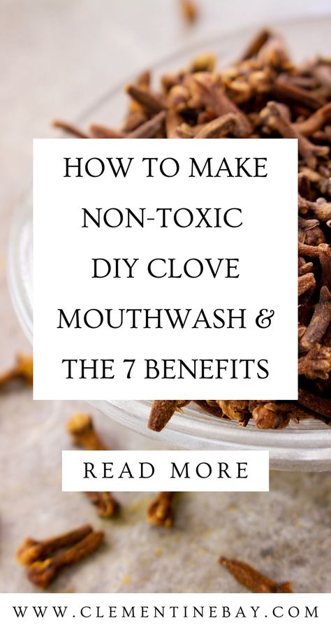 This anti-inflammatory homemade mouthwash recipe uses a minimum of 2 ingredients and is a great starter if you are looking to make some non-toxic swaps in your personal hygiene routine. Click here to make your own non-toxic DIY clove mouthwash and read the 7 benefits. Diy Natural Mouthwash, Non Toxic Mouthwash, Essential Oil Mouthwash Recipe, Homemade Mouth Wash, All Natural Mouthwash, Doterra Mouthwash Recipe, Herbal Mouthwash Recipe, Homemade Mouthwash Recipes, Natural Mouthwash Recipes