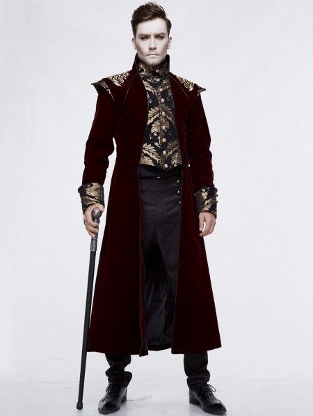 Devil Fashion Red Vintage Gothic Victorian Masquerade Long Tail Coat for Men #gothiccoatsformen #mensgothicoutfits  #darkgothiccoat #gothiclongcoat #retrogothiccoat #redgothiccoats #gothicoutfits #gothicclothing #gothicvelvetcoats #masqueradepartysuits #gothictailcoats Masquerade Outfit Men, Victorian Masquerade, Gothic Fashion Men, Tail Coat, Masquerade Outfit, Gothic Coat, Rock Style Outfits, Red Gothic, Gothic Victorian