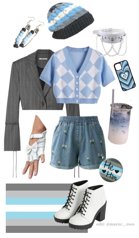 #pridecore Demiboy Outfits Ideas, Gender Fluid Accessories, Demiboy Fashion, Demigirl Outfit Ideas, Demiboy Art, Demiboy Outfits, Demiboy Aesthetic, Demi Boy, Ftm Outfits