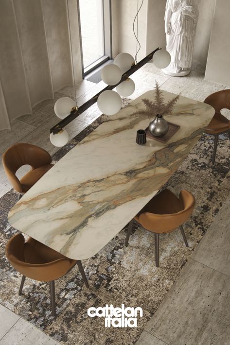 Chairs For Marble Dining Table, Marble Dining Table Design Luxury, Cattelan Table, Dining Table Design Modern Luxury, Dining Table Shapes, Marble Dining Table Design, Marble Dinner Table, Marble Table Dining, Dinner Table Design