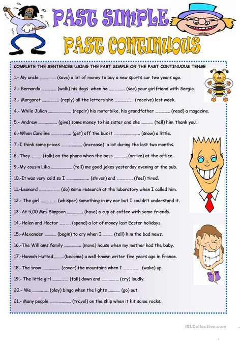 PAST SIMPLE AND PAST CONTINUOUS - English ESL Worksheets Past Simple And Past Continuous, Past Continuous Tense, Past Continuous, Tenses Grammar, Simple Sentence, Simple Past, Simple Past Tense, Past Simple, English Teaching Materials