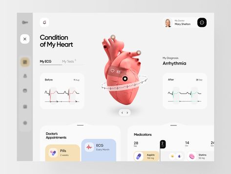 PHR - Personal Health Record App by RD UX/UI for RonDesignLab on Dribbble Medical App Ui Design, Health Website, Medical Website Design, Heart App, Health Apps, Health Application, Health Record, App Design Layout, Medical App