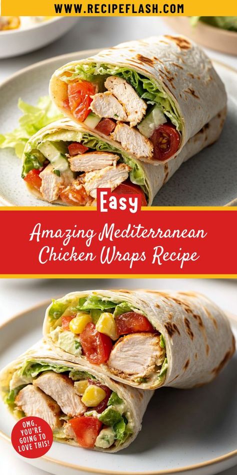 Want to impress your family with a delightful Mediterranean feast? These Amazing Mediterranean Chicken Wraps are a perfect blend of taste and nutrition! Elevate your dinner routine with this easy recipe. Be sure to save it for your Mediterranean dinner ideas collection! Mediterranean Chicken Wrap, Mediterranean Dinner Ideas, Garlicky Chicken, Mediterranean Dinner, Creamy Hummus, Chicken Wrap Recipes, Chicken Wrap, Mediterranean Chicken, Chicken Wraps