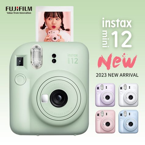 Original Fujifilm Instax Mini 12 Instant Camera Blossom Pink / Pastel Blue / Mint Green / Clay White Instax Mini 12, Fuji Instax Mini, Instax Film, Instax Camera, Fuji Instax, Instax Mini Film, Fujifilm Camera, Green Clay, Types Of Cameras