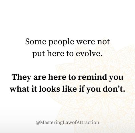 Some people were not put here to evolve. They are here to remind you what it looks like if you don't. Evolve Quotes, Wise Words Quotes, Soul Quotes, Positive Self Affirmations, Note To Self, Pretty Quotes, Some People, Meaningful Quotes, Positive Vibes