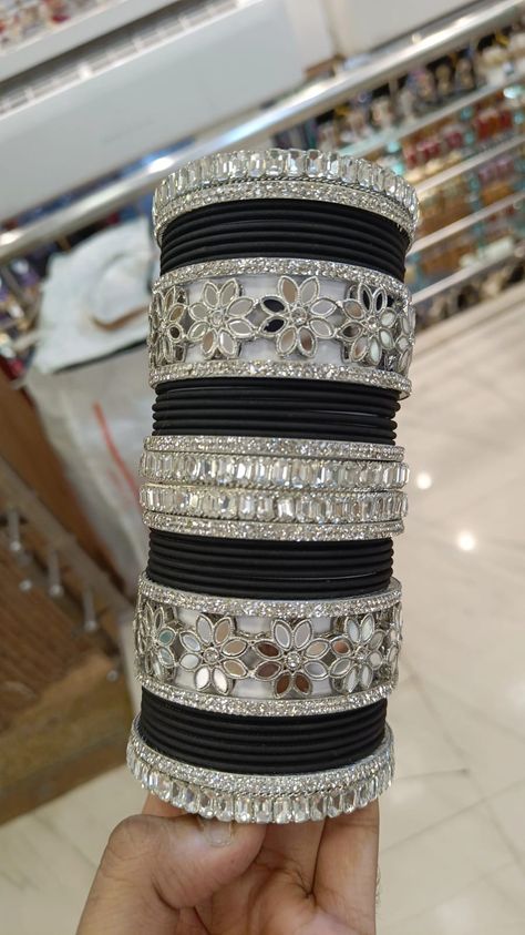 *930 rs free shipping*⁰bk63 2.2 to 2.8 size available With silver black bangles set with same quality Same to same middle kada And with size bangles Black Bangles Set, Bangles Set Indian, Velvet Bangles, Black Bangles, Black Bangle, Editing Tricks, Bangles Set, Photo Editing Tricks, Handmade Bangles