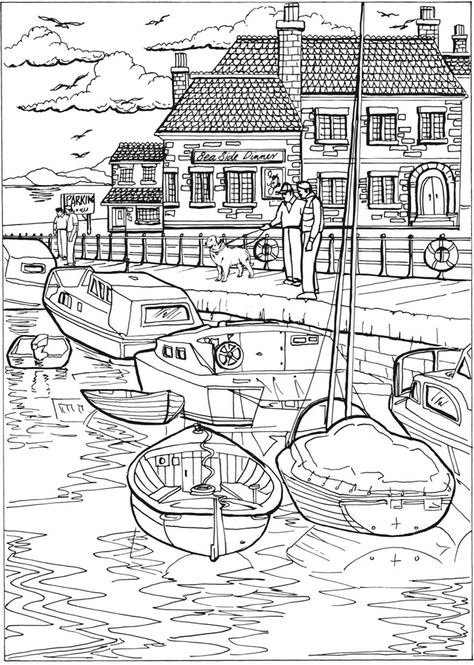 Welcome to Dover Publications Creative Haven Summer Scenes Coloring Book Modele Zentangle, Dover Coloring Pages, Summer Scenes, Dover Publications, Adult Colouring Pages, Printable Adult Coloring Pages, Coloring Pages To Print, Colouring Books, Mandala Coloring