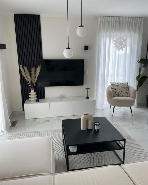 Black And White Living Room Decor, Black Living Room Decor, Modern Apartment Living Room, White Living Room Decor, Furnitur Ruang Keluarga, Black And White Living Room, Living Room Decor Gray, Apartment Living Room Design, Black Living Room