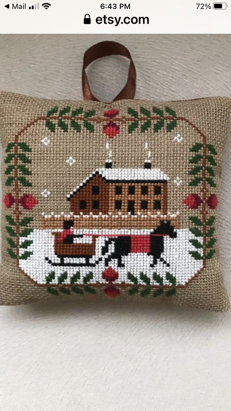 Prairie Schooler Santa Finishes, Prairie Schooler Cross Stitch, Christmas Cow Cross Stitch, Christmas Cross Stitch Pillows, Prairie Schooler Cross Stitch Charts, Prairie Schooler Cross Stitch Charts Gallery.ru, Prairie Schooler, Stitching Projects, Brown Christmas