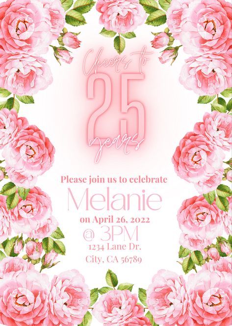 25th birthday invite #25thbirthday #birthdaygirl #invitation #invitationcards #invitationdesign 25th Birthday Invitation Ideas, 25th Birthday Invitation, 25th Bday, Bday Invitations, Invitation Ideas, Invitation Inspiration, 25th Birthday, Birthday Invite, Invitation Design