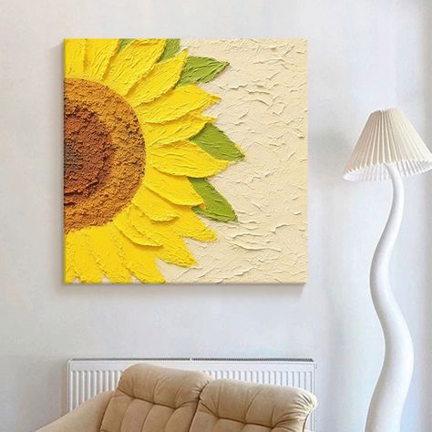 Sunflower Painting Original, Sunflower Painting Original Impasto Oil Canvas, Abstract Modern Yellow Floral Acrylic Painting Impasto Painting Acrylic, Sunflower Painting Acrylic, Sunflower Acrylic Painting, Floral Acrylic Painting, Sunflower Canvas, Impasto Painting, Oil Canvas, Canvas Abstract, 3d Painting