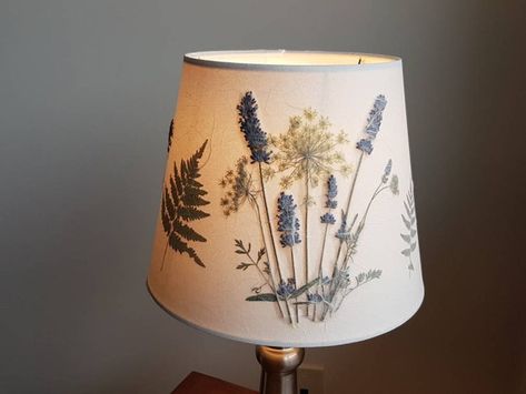 Real Pressed Flower Lampshade 67 - Etsy Pressed Flower Lampshade, Decoupage Lamp, Flower Lampshade, Bell Lamp Shade, Flower Lamp Shade, Bell Lamp, Dried Lavender Flowers, Pressed Flower Art, Queen Annes Lace