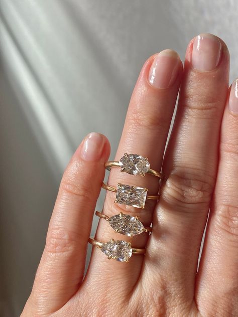 Oval Diamond East West Setting, Antique Solitaire Ring, Enlonged Engagement Ring, Engagement Ring East West, Easy West Marquise, Marquise Engagement Ring East West, Oval East West Ring, East West Oval Engagement Ring With Wedding Band, East To West Radiant Engagement Ring