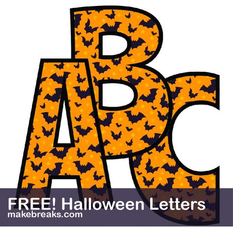 Halloween Free Printable Alphabet - Make Breaks Bulletin Board Letters Free Printables Classroom, Halloween Letters Alphabet, Halloween Letters Printable, Letter Templates Printable Free, Letras Halloween, Halloween Alphabet Letters, Alphabet Letters Printable, Large Printable Letters, School Sheets