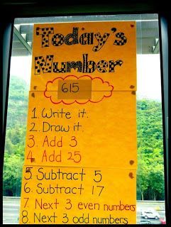 Number of the Day Saw this in a colleague's class. Love it for morning work or to begin Math Wrokshop Math Sheets, Daily Math, Second Grade Math, Elementary School Teacher, Homeschool Math, Math Numbers, 4th Grade Math, Common Core Math, 3rd Grade Math