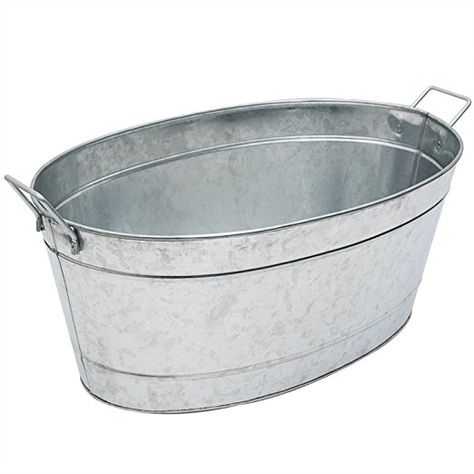 Achla Designs Large Oval Galvanized Steel Tub Metal Wash Tub, Oval Tub, Steel Bucket, Drink Bucket, Tin Bucket, Galvanized Tub, Metal Tub, Beverage Tub, Tub Ideas