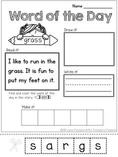 Word of the Day noun Word Of The Day Kindergarten, 100s Chart, Tutoring Ideas, Word Ideas, Daily Questions, Gingerbread Man Activities, Beginning Readers, Kids Worksheets Printables, Language Arts Classroom